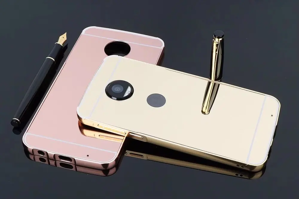 

Fashion Plating Aluminum Metal Frame Acrylic Mirror Back Cover case for MOTO G5S Detachable 2 in 1 Case for Motorola G5S Plus