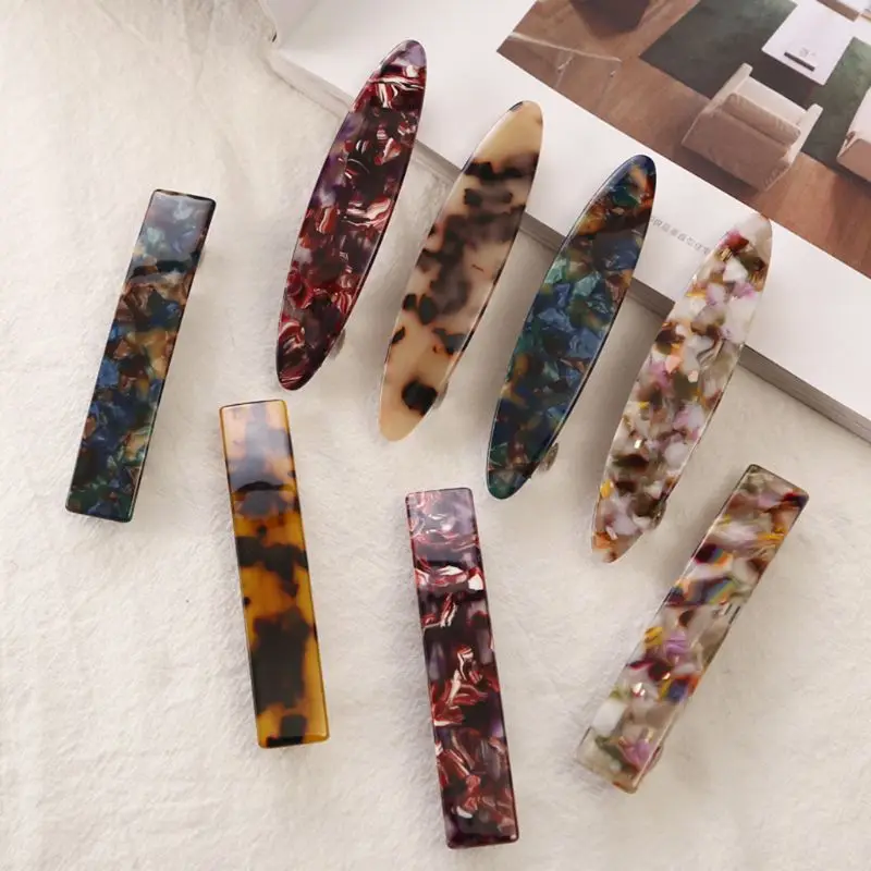 

Fashion Wild Women Hairpin Leopard Acetate Hairpins Spring Clip Bangs Side Clips Girls Multiple Color Hair Accessories Jewelry