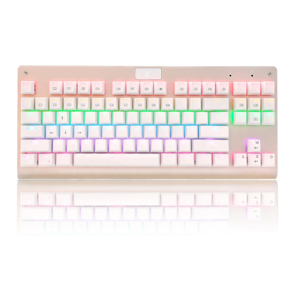 

TKL Mechanical Gaming Keyboard Black Switch LED Backlit Metal Top Panel Ergonomic Keyboard 87 Keys Anti-Ghosting for Gamer