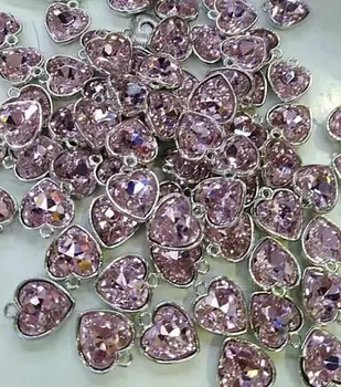

Wholesale 10pcs Fashion Heart purple crystal charm Pendant Necklace/Bracelets DIY Jewelry Accessories 1706