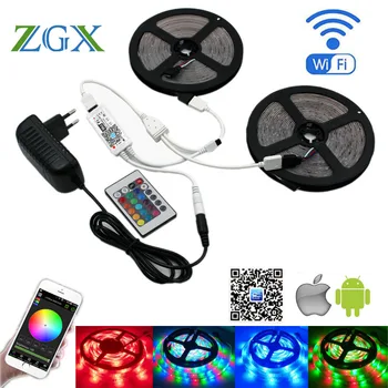 

Wifi Controller 2835 RGB LED Strip lamp light Waterproof Flexible Tape diode ribbon DC 12V adapter set New Year Garland Christma