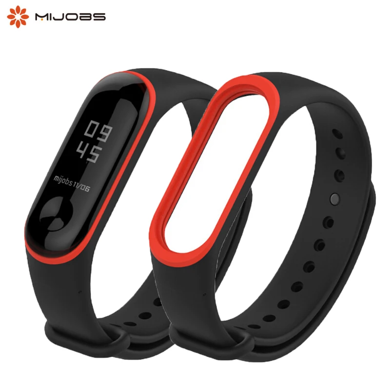 

Mijobs Double Color Sport Silicone Strap For Xiaomi Mi Band 3 Smart Watch Band Replacement Screen Film For Miband 3 Accessories