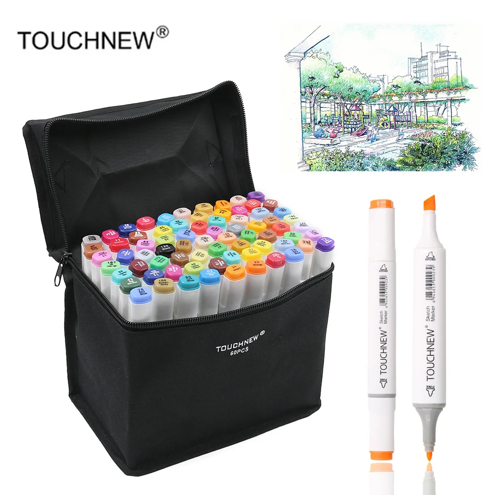 

TOUCHNEW 30/40/60/80/168 Color Manga Marker Pen Set Student Drawing Sketch Pens Art Markers Alcohol Based Art Supplies