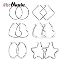 ELSEMODE, 6 видов, серьги-кольца, трендовые, золотые, круглые, овальные, сердце, квадратные, нержавеющая сталь, петли, серьги для женщин, вечерние, подарок