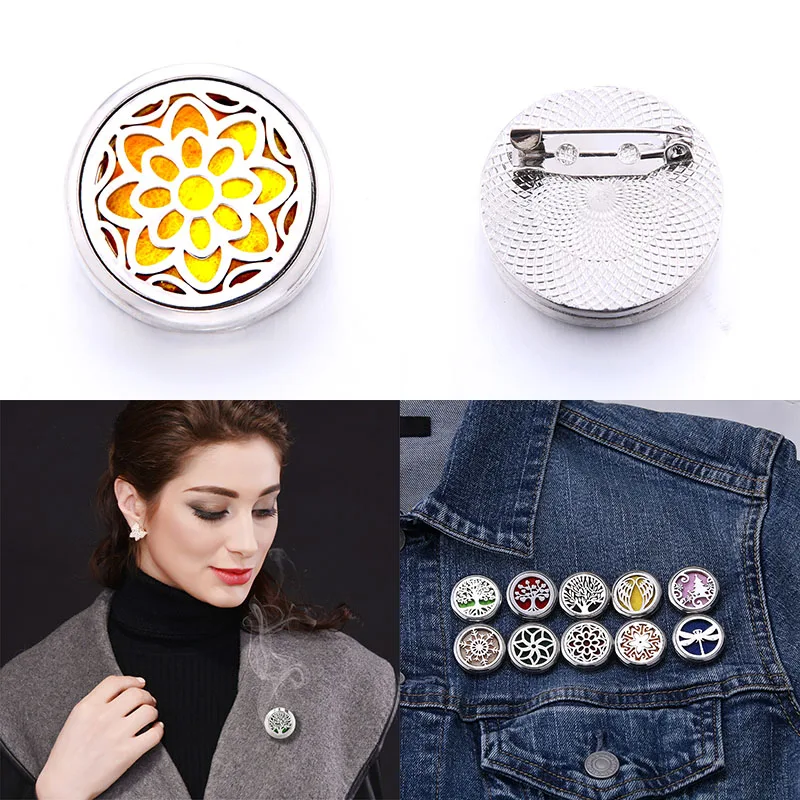 

kaleidoscope Magnetic Aromatherapy brooch Jewelry Perfume Locket Pendant Essential Oil Diffuser Women charm brooch Dropshipping