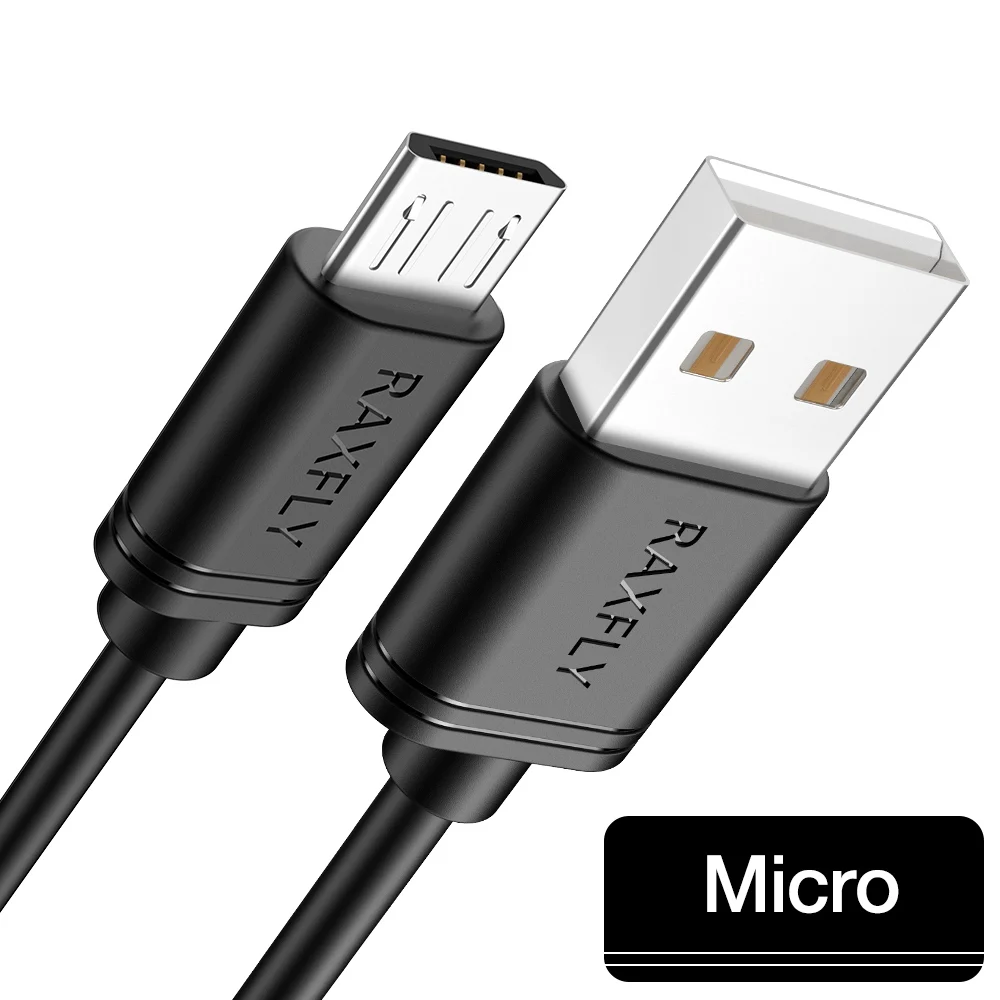 RAXFLY Micro USB кабель для samsung S3 S4 S5 S6 ПВХ Быстрая зарядка для Xiaomi Redmi Note 4X зарядки провод синхронизации данных USB кабель micro usb кабель юсб кабель для зарядки - Цвет: Black