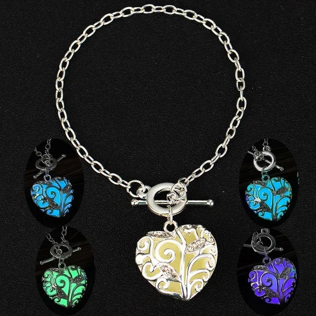 Glow In The Dark Bracelets For Women Hollow Life Tree Heart Charm Glow In The Dark Bracelets For Women Hollow Life Tree Heart Charm Glowing Stone Jewelry