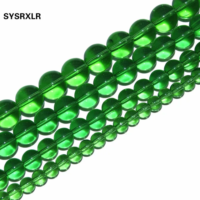 Wholesale Charm Clear Glass Green Crystal Round Loose Beads For Jewelry