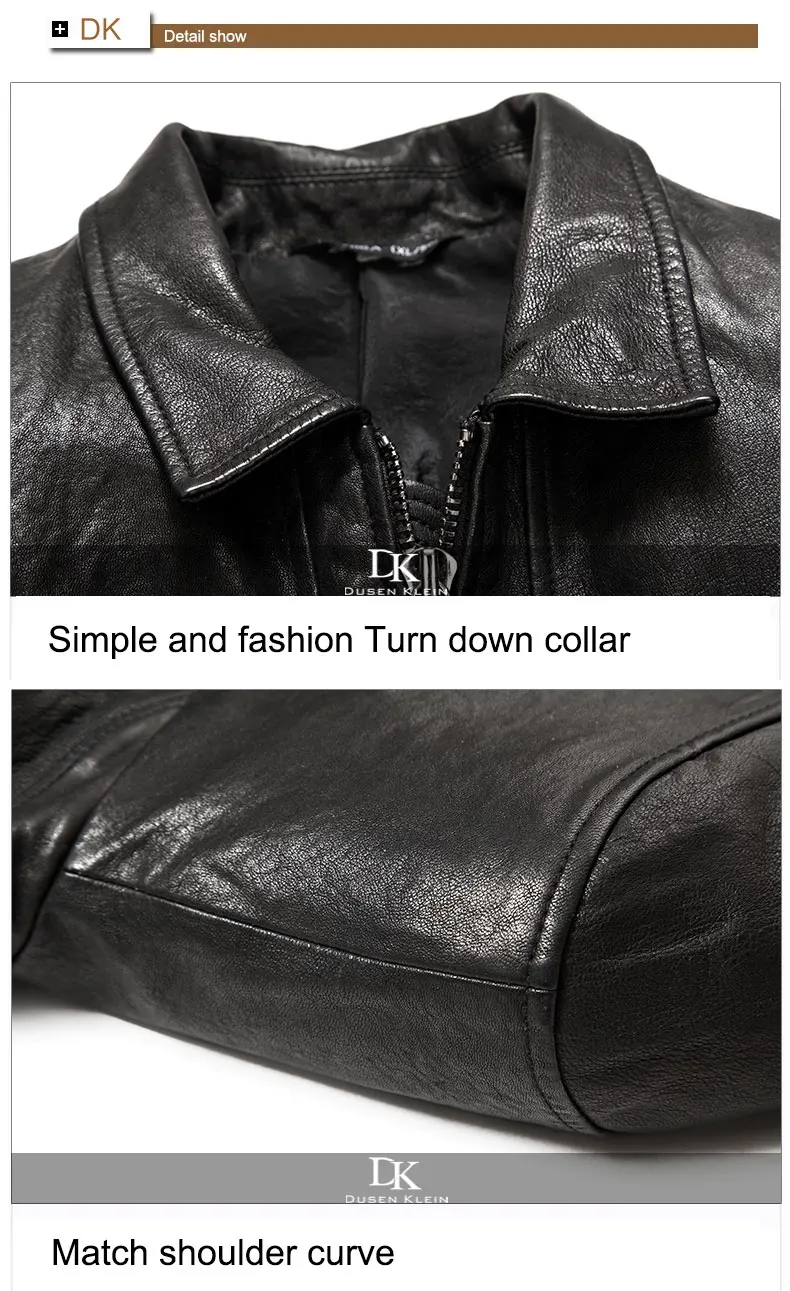 Dusen Кляйн новая мужская куртка из натуральной кожи дубленая кожа черная/тонкая/простая повседневная/дубленка 15S1421
