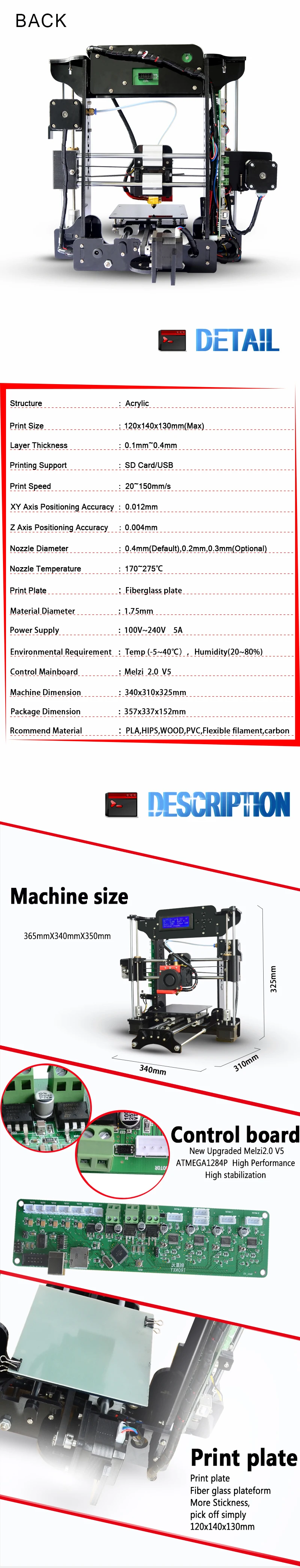 Tronxy 3D принтер высокой точности большой печати размер 120*140*130 мм 3d принтеры DIY комплект с PLA нитью impressora 3d машина