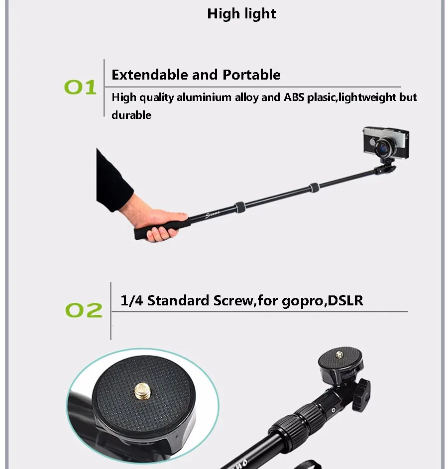 2 in1 Bluetooth Selfie stick 390-865 мм Bluetooth монопод для iPhone Android GoPro SJ камера+ Bluetooth затвора