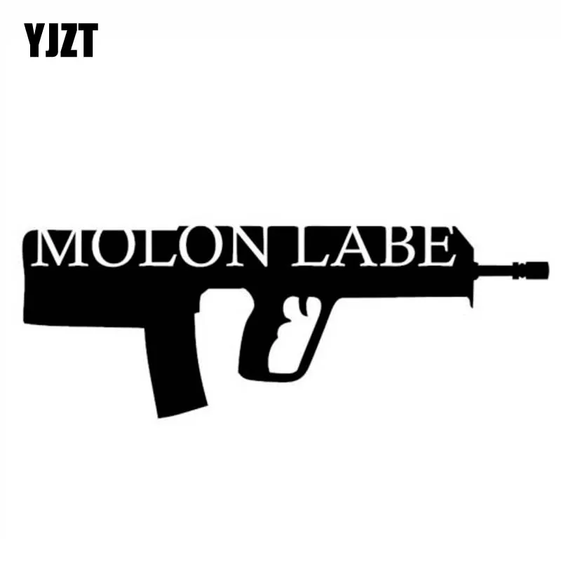 

YJZT 13.9CM*5CM MOLON LABE Vinyl Decal Rifle Tavor Truck Diesel Car Sticker Black Silver C10-01024