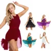 ChicTry Women Sleeveless Asymmetrical Chiffon Lyrical Dance Costumes Adult Stretchy Ballet Tutu Gymnastics Leotard Dance Dress ► Photo 2/6