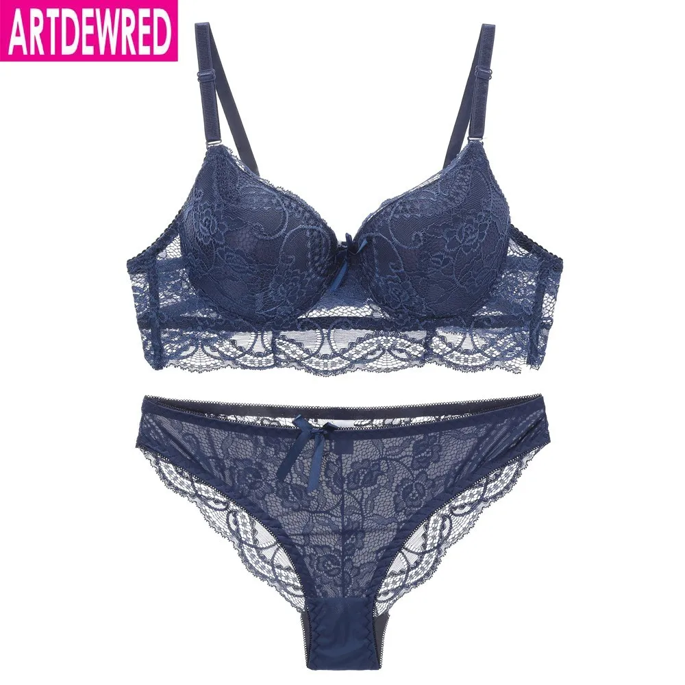 

New Lace Bra Brief set Push up Bra Sexy Girl Women Underwear of Back Closure 6 Colors