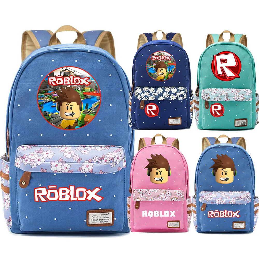 

2019 Games Roblox Circle R Letter Flowers Dot Boy Girl School bag Women Bagpack Teenagers Schoolbags Canvas Lady Femme Backpack