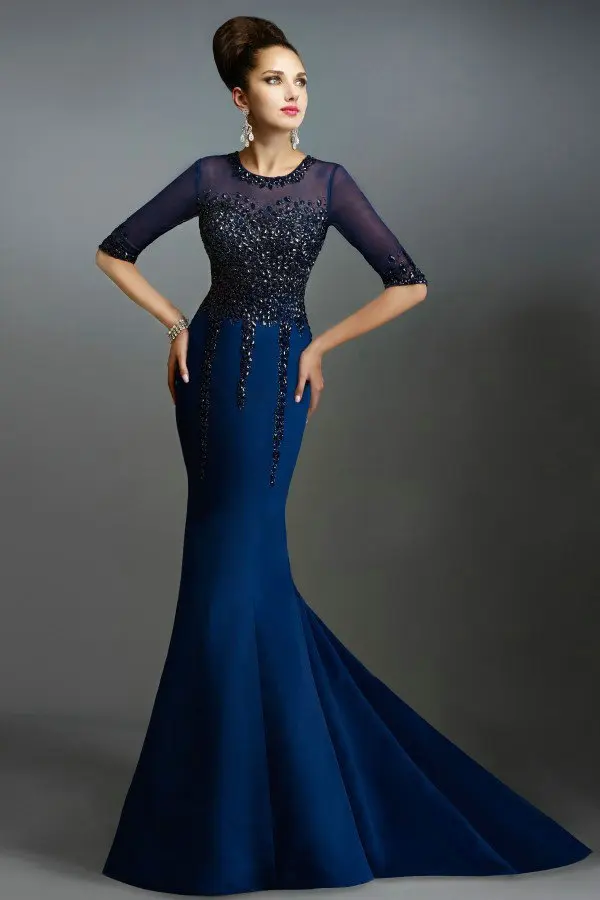 royal blue net gown
