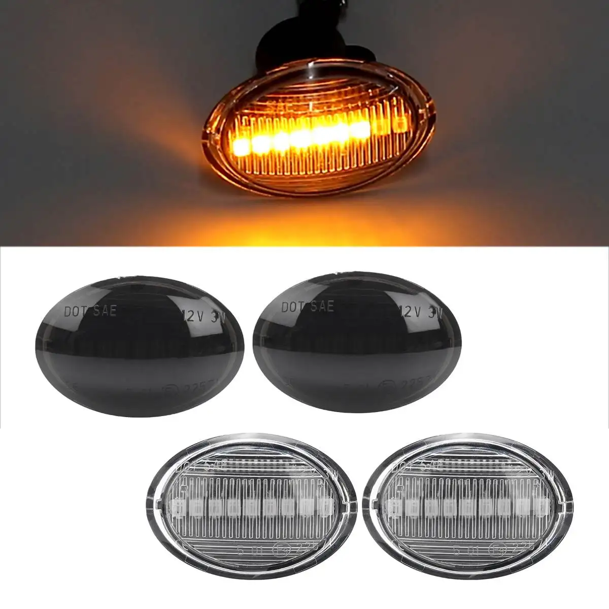 

Audew 2x LED Side Marker Light Turn Signal Light Side Repeater Lamp 12V Panel Lamp for Lancia for Maserati for Ford for Fiat