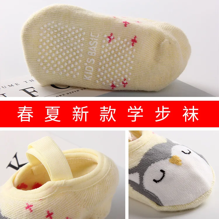 Носки для малышей 0-4 лет, Нескользящие хлопковые махровые носки с мультипликационным принтом для новорожденных, Осень-зима, нескользящие носки, популярные носки для малышей