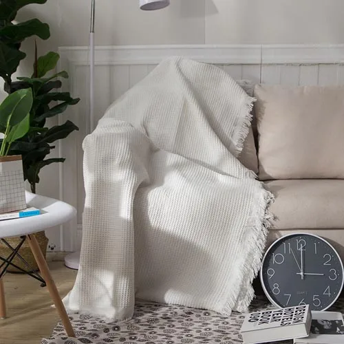 Вязаное одеяло для дивана в европейском стиле, покрывало с нитью, четыре сезона, покрывало для кровати, офиса, путешествий, дивана, полотенца - Цвет: White C