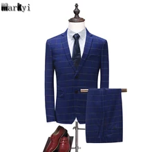 MarKyi classic blue suit for men 2018 new arrival spring mens suit jacket slim fit plus size 2 pieces skinny suit 