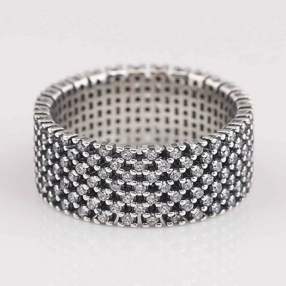 

Authentic 925 Sterling Silver Ring Sparkling Pave Crystal Rings For Women Wedding Party Gift Fine Pandora Jewelry