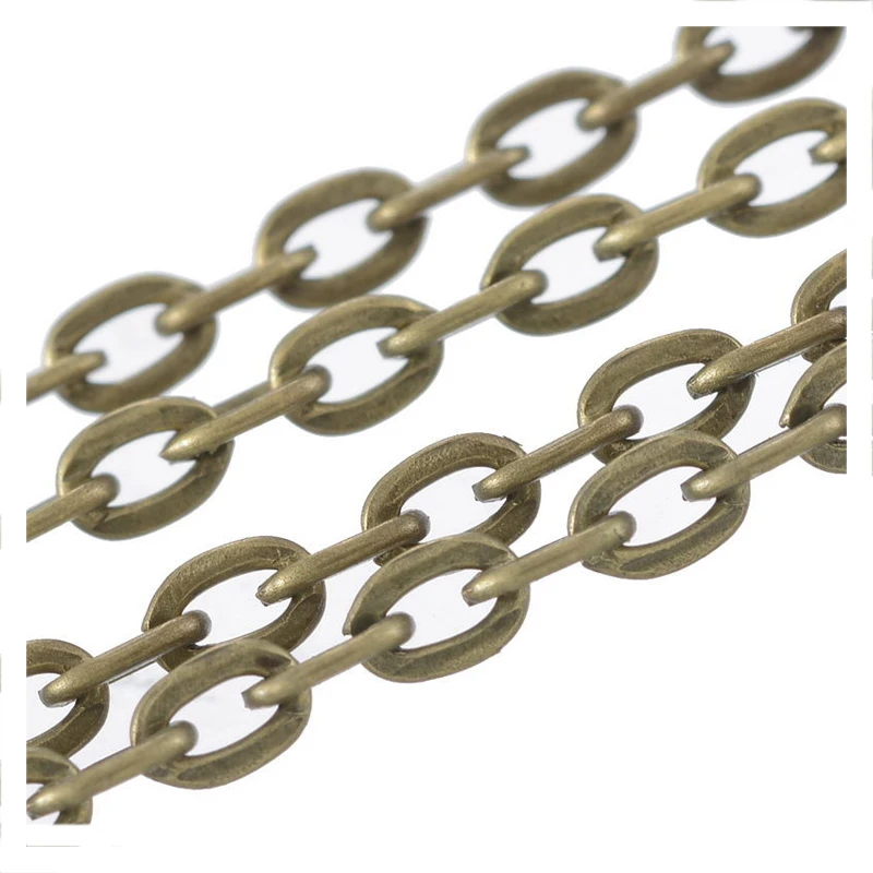 10M Bronze Tone Flat Link Opened Chains 4x3mmin Chain Necklaces from