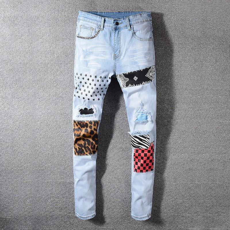 American Streetwear Fashion Men Jeans Elastic Cotton Light Blue Ripped Jeans For Men Patches Designer Printed Hip Hop Punk Pants Jeans Aliexpress American Streetwear Fashion Men Jeans Elastic Cotton Light Blue Ripped Jeans For Men Patches Designer Printed Hip Hop Punk Pants Jeans Aliexpress