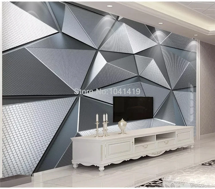 Фото обои 3D стерео геометрический металлический фон настенные фрески Гостиная ТВ диван спальня креативное искусство обои для стен