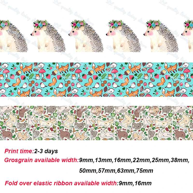 

Cute animal printed ribbon wedding decorative ribbn hair tie material printed elastic ribbon 50 yards character grosgrain ribbon