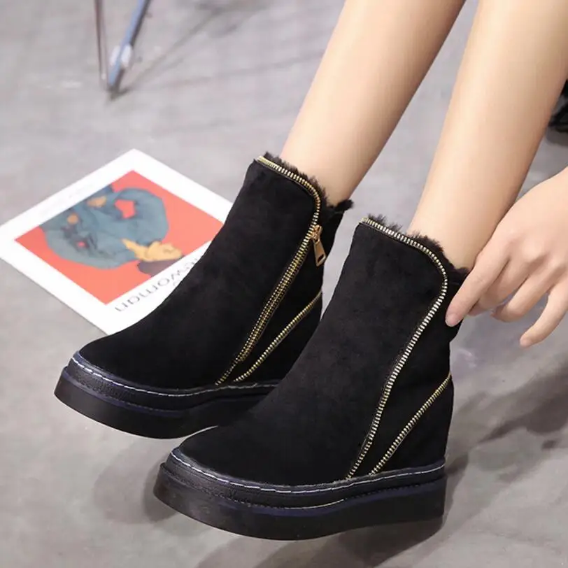 Botas de tobillo con cremallera de oro doble para mujer, botas de nieve  acolchadas y gruesas, botas altas para mujer, zapatos de invierno cálidos,  botas y817|Botas de nieve| - AliExpress