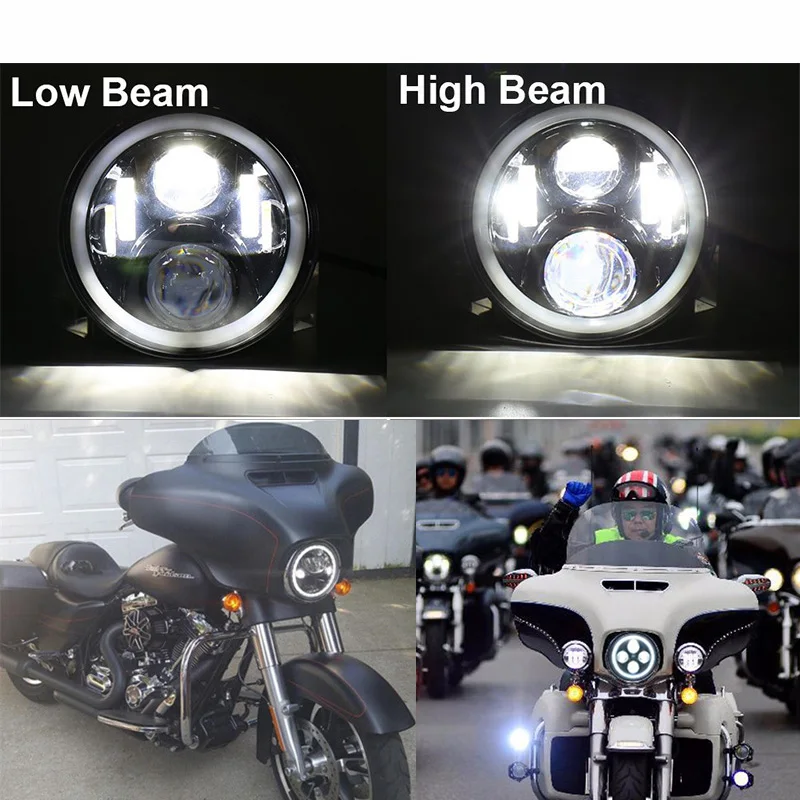 FADUIES 7 in. Daymaker Projector LED Halo Headlamp With Daytime Running light For Harley Switchback FLD Fat Boy FLSTF Road King  (7)