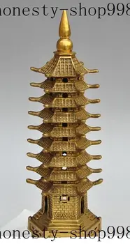 

christmas 12" Chinese Religion Brass Copper Buddhism Temple Wenchang Pagoda Stupa Tower halloween