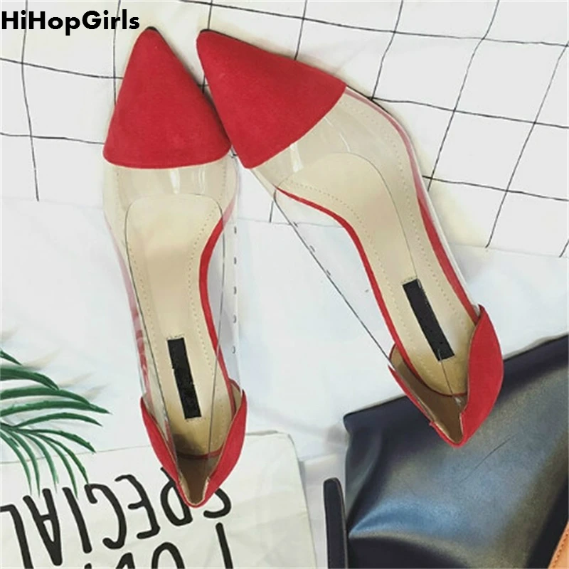 

HiHopGirls 2019 Summer Rome Solid Color Transparent Pointed Pumps Women Sandals Sexy High Heels Fashion Suede Party Woman Shoes