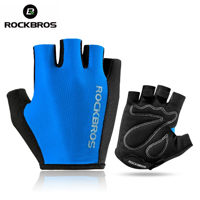 ROCKBROS الدراجات الدراجة دراجة قفازات الرياضة في الهواء الطلق تنفس الدراجة قفازات نصف قصيرة الاصبع الإسفنج سادة قفازات للجنسين 5 ألوان