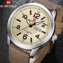 ФОТО men quartz watch naviforce brand fashion sport calender watches nylon strap wristwatch 2017 gift watch with box 30m waterproof 