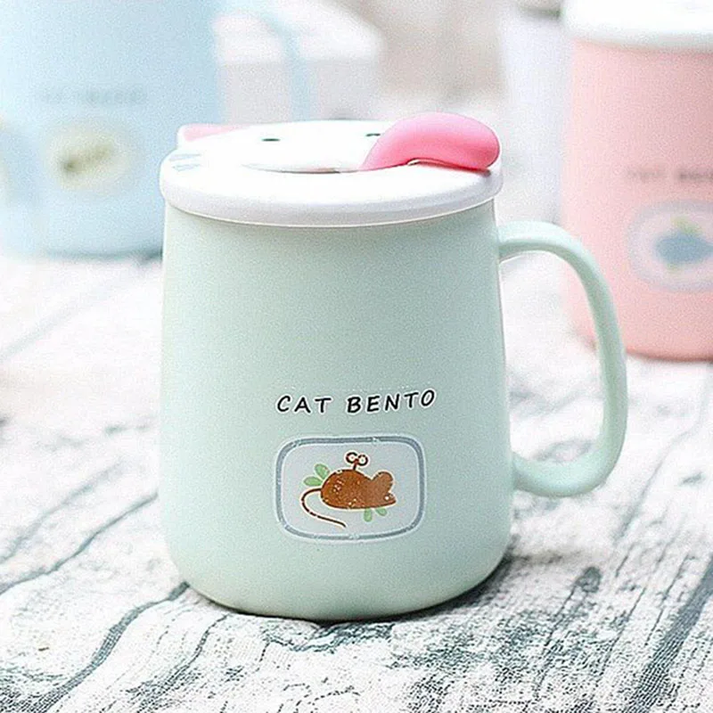 BAISOPO керамическая креативная Милая кружка для кошек портативная кофейная кружка чашка для чая с молоком приклеивающая язык посуда для напитков Экологичная чашка для воды - Цвет: Green