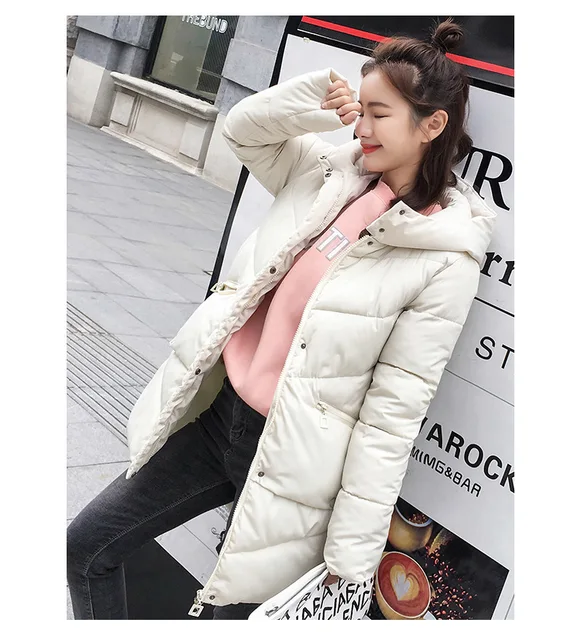 Karmel z kapturem elastyczna Zima w dół płaszcz kurtki długie ciepłe kobiety Casaco feminino Abrigos mujer Invierno 2018 Parkas płaszcze Outwear -