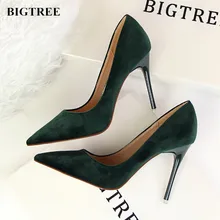 Bigtree zapatos mujer moda fina tacones altos zapatos de las mujeres superficiales señaló sexy zapatos de tacón zapatos de fiesta de bodas 10.5 cm de alto tacones