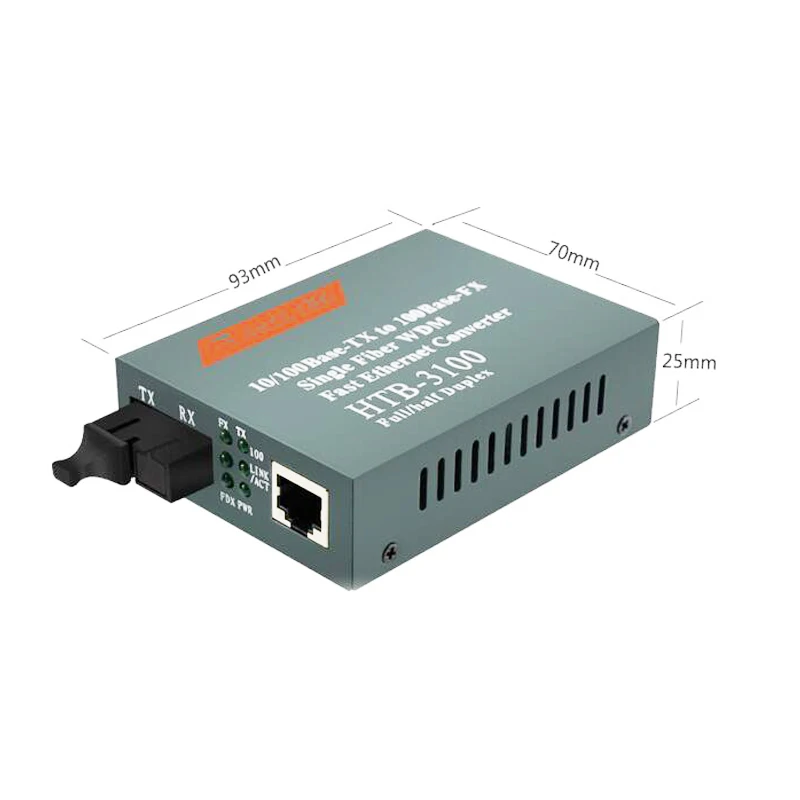 1 пара HTB-3100AB 100 м волокно трансивер 1 SC интерфейс + 1 RJ45 порт 25 км Fast Ethernet Media Converter