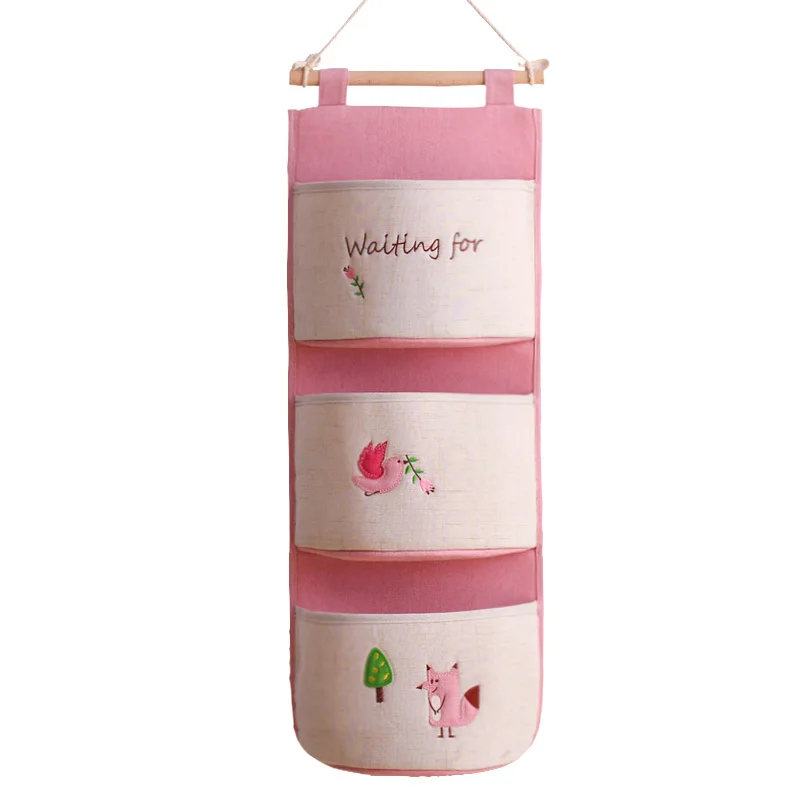 Прекрасная Лисичка Единорог настенная сумка для хранения лучшая вышивка поли сумка за дверью принцесса комната Игрушка Органайзер украшение карман - Цвет: Pink Fox