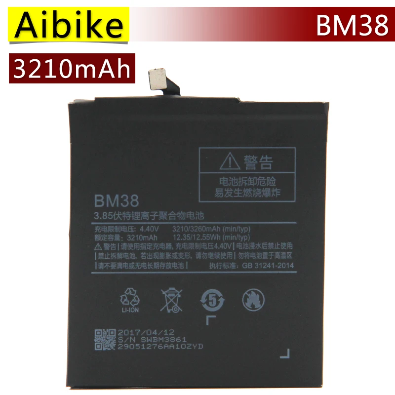 Aibike New original mobile phone battery BM38 For Xiaomi Mi4s Mi 4S