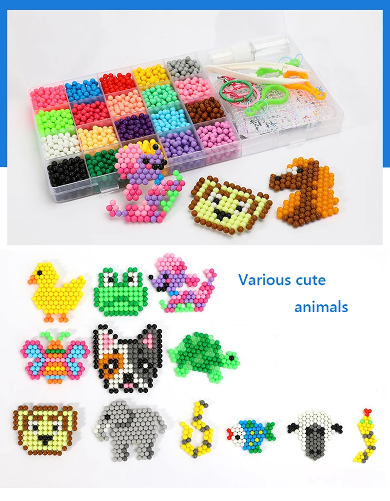 aquabeads Многоцветный Aqua DIY распыления воды Magic Бусины 3D Puzzle Обучающие шарики игрушечные лошадки для детей комплект juguetes подарок на день рождения аквабитсц для детей бусины набор