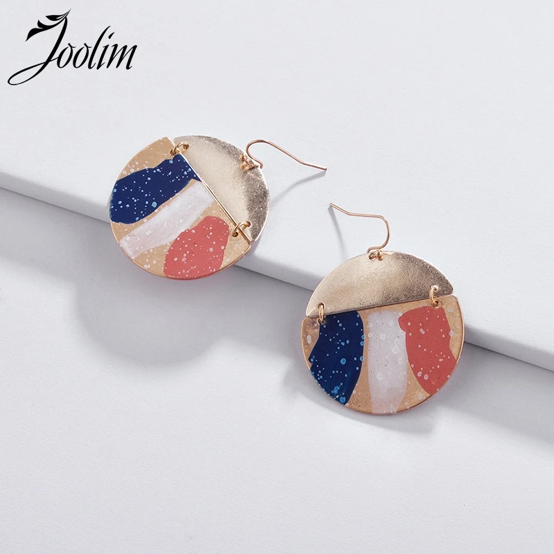 

Joolim Jewelry Wholesale/Retro Gold Round Drop Earring Colorful Dangle Earring