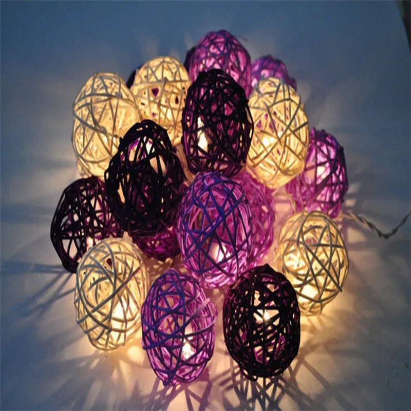 4m leds Battery Rattan Cotton Balls LED String Lights New Year ...