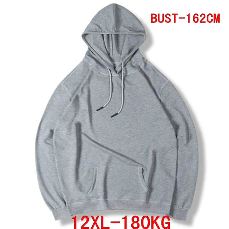 

Men's large size hooded sweatshirt 180KG plus size 5XL 6XL 7XL 8XL 9XL 10XL 11XL 12XL long sleeve loose boy black sweatshirt