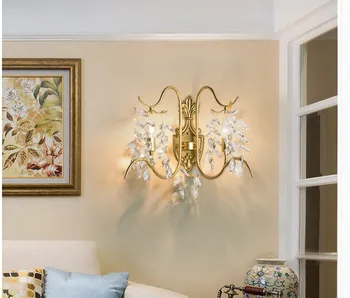 

Free Shipping Nordic Vintage Crystal Wall Lamp Modern Luxury LED Crystal Lights Bedroom Restaurant Aisle Creative Retro Lighting