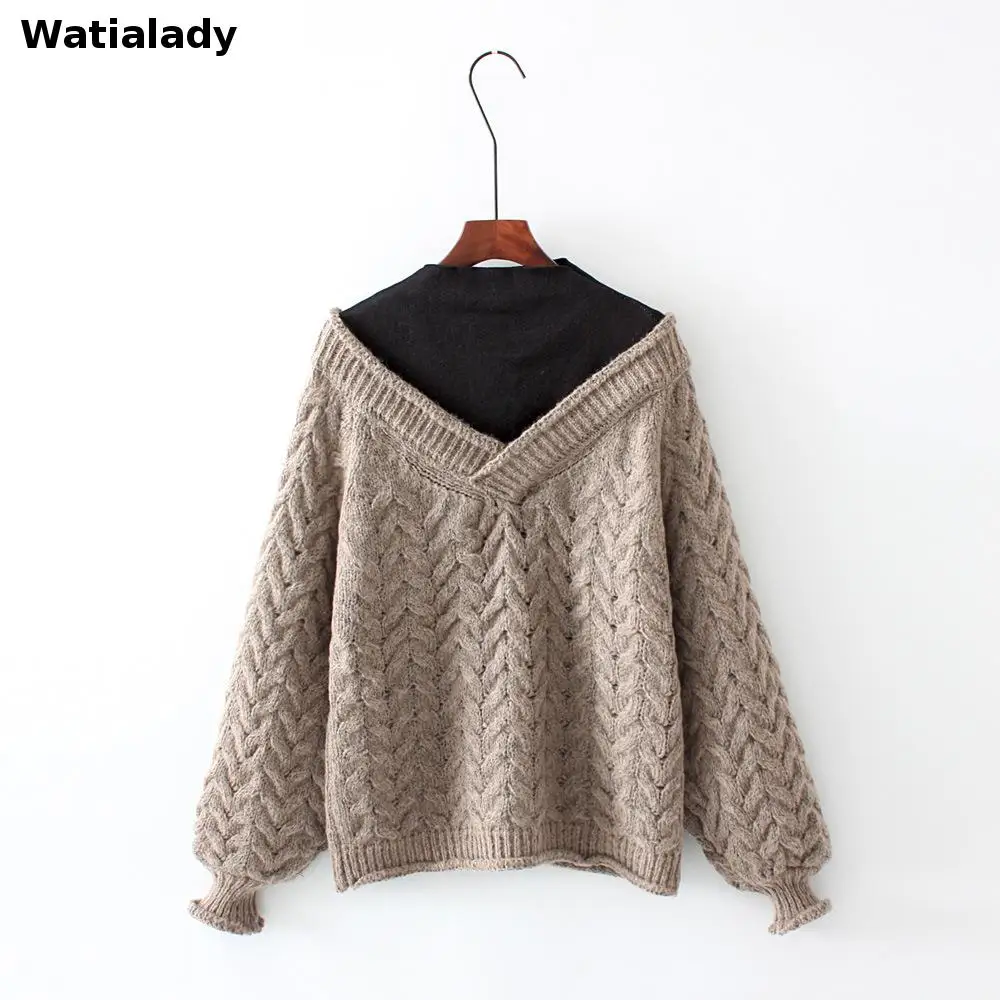 Watialady 2017 O Neck Knitted Pullover Sweater Women Hollow Out Soft Jumper Pull Femme Autumn Winter Warm Knitting | Женская одежда