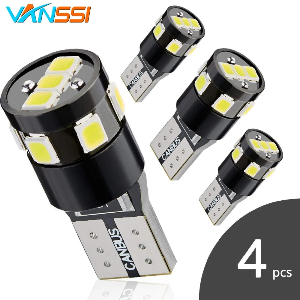 

4pcs T10 W5W 194 168 2825 9SMD 2835 LED Bulbs Canbus Free for Car Dome Map Door Courtesy License Plate Lights DC12V 6000k White