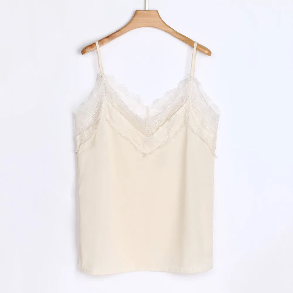 Lace Top Camis Sexy Tank Top Women Camisole Ladies Solid Colour V-Neck Sleeveless Shirt Backless Summer Shirt Female#L20