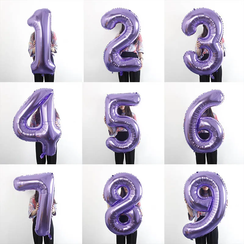 1 шт. 40 дюймов фиолетовые зеленые воздушные шары из фольги в виде цифр Новые Фигурки надувные шары для детского дня рождения Свадебные украшения вечерние принадлежности